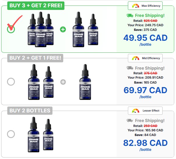Prime Man Drops Canada pricing bundles in CAD with free shipping
