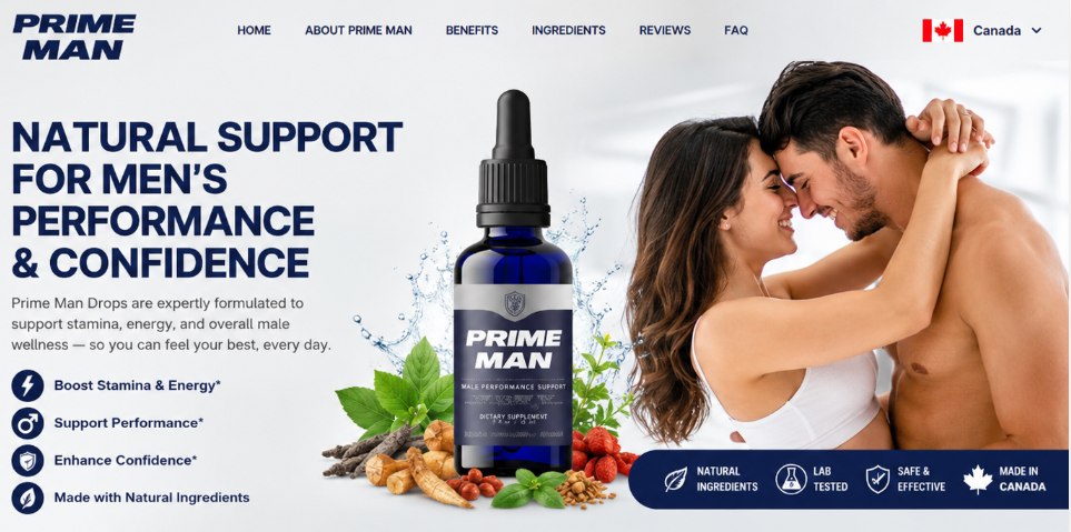 Prime Man Drops Canada male enhancement drops bottle with natural herbal ingredients